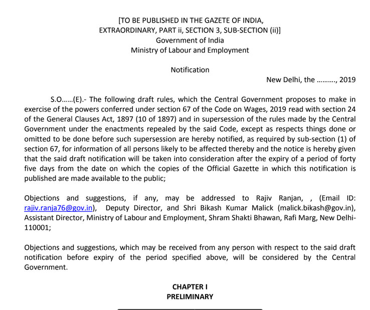 Central Government Code on Wages 2019