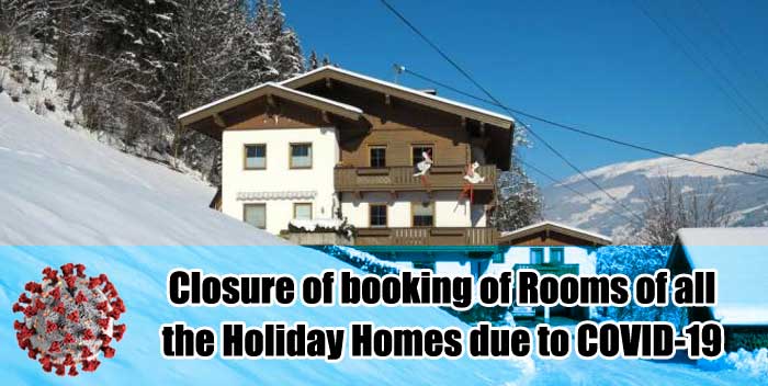 Closure of booking of Rooms of all the Holiday Homes due to COVID-19 DoE