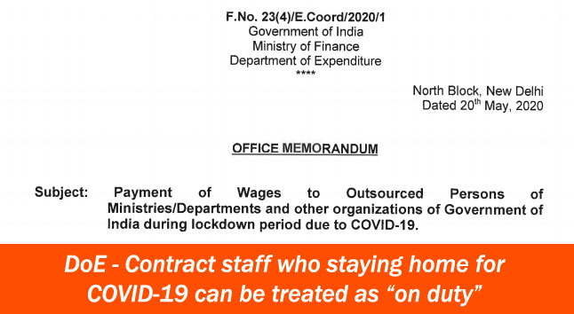 Contract staff who staying home for COVID-19 can be treated as on duty