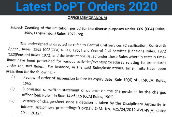 Counting of the limitation period for the diverse purposes under CCS (CCA) Rules, 1965, CCS (Pension) Rules, 1972