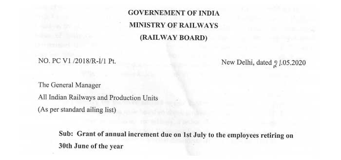 Grant of annual increment due on 1st July retiring on 30th June of the year