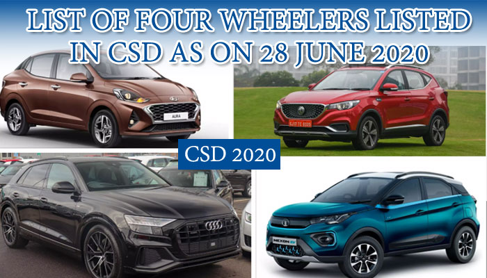 CSD price list 2020 - List of four wheeler listed in CSD ...