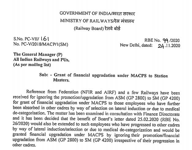 MACPS to Railway Station Masters