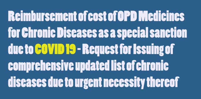Railway Reimbursement of cost of OPD Medicines for Chronic Diseases
