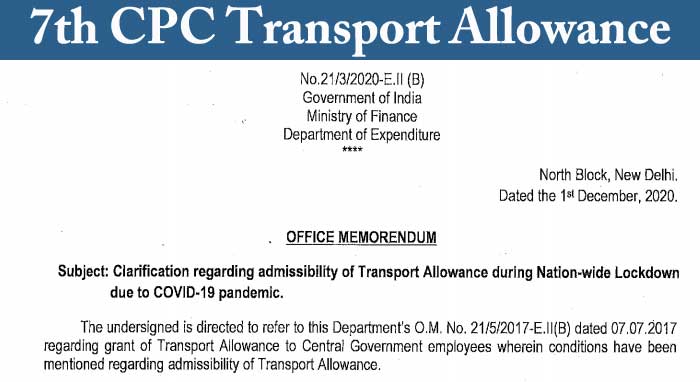 7th CPC Transport Allowance