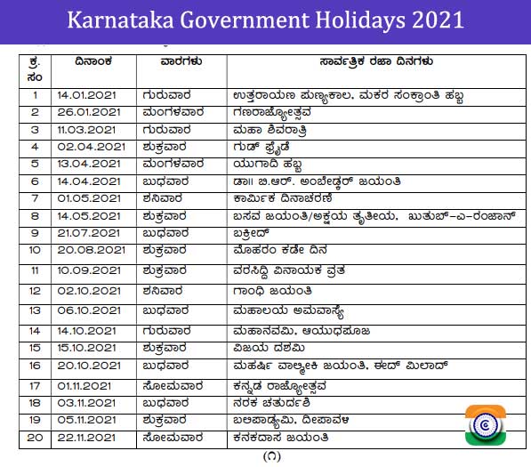 Tax Holiday List 2023 Karnataka Holidays 2023 Printable PELAJARAN