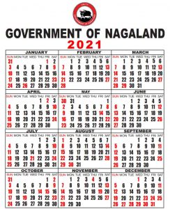 Nagaland Government Holidays 2021 pdf | Nagaland Government Calendar