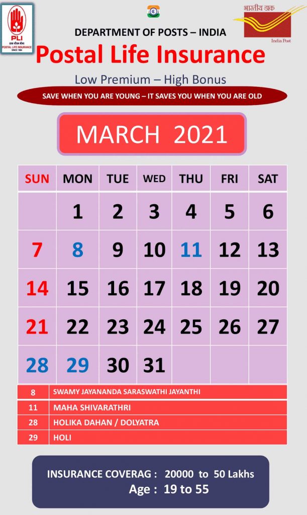 PLI Calendar March 2021