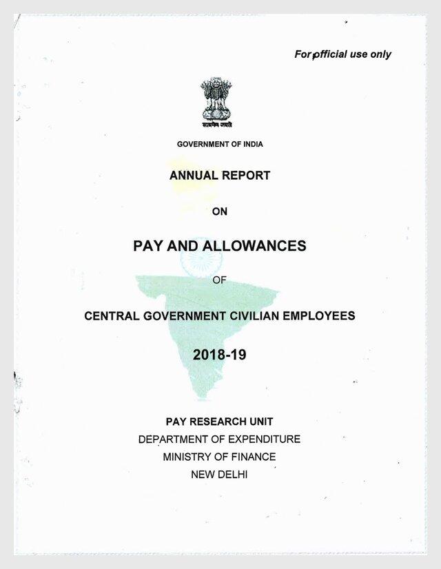 Department of Expenditure's Annual Report on Pay and Allowances for Civilian Employees in the Central Government for the Fiscal Year 2018-19