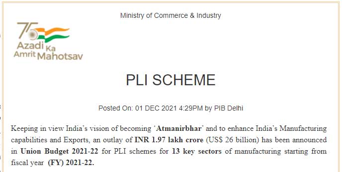 PLI SCHEME Production Linked Incentive