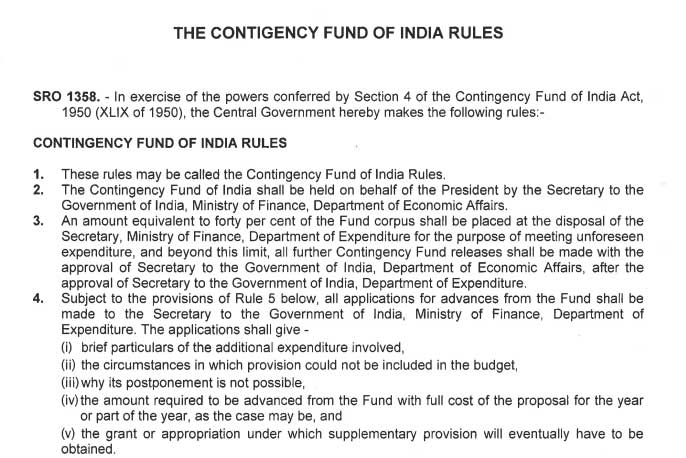 Contingency Fund of India Amendment Rules 2021