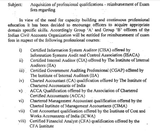 Receiving professional qualifications examination fees reimbursement for ICAS Officers