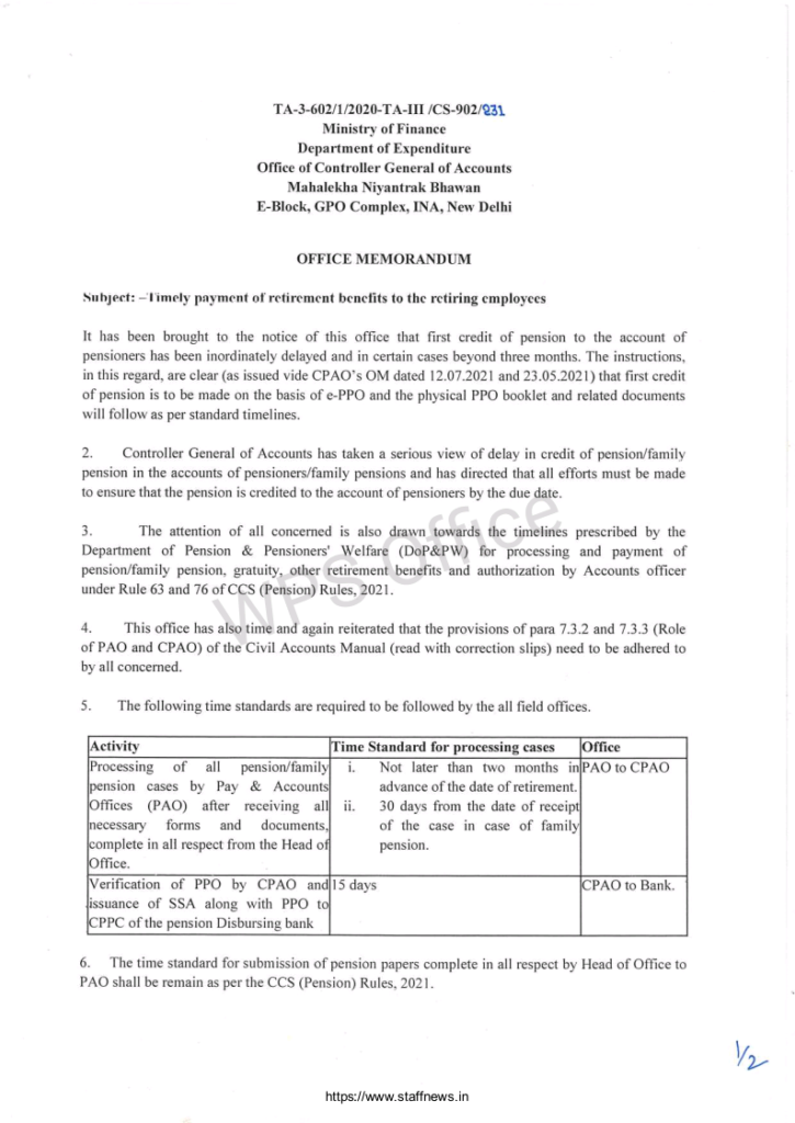 Timely payment of retirement benefits to the retiring employees - DoE